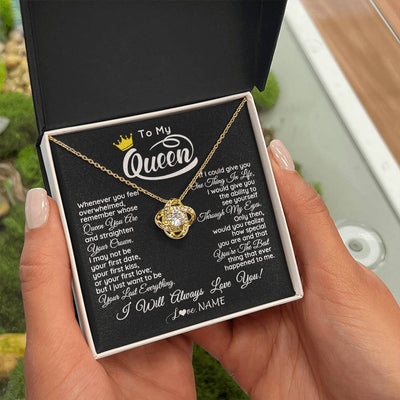 Love Knot Necklace 18K Yellow Gold Finish | 2 | Personalized To My Queen Necklace From Husband Whenever You Feel Overwhelmed Wife Soulmate Valentines Day Birthday Christmas Customized Gift Box Message Card | siriusteestore