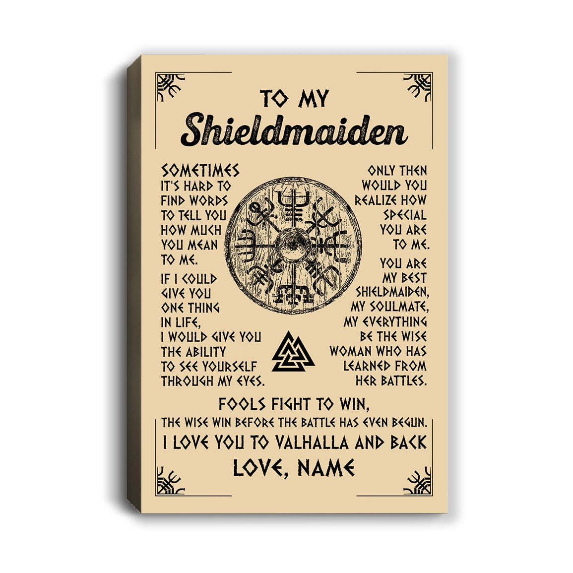 Personalized To My Shieldmaiden Canvas Viking Vintage I Love You To Valhalla Wife Girlfriend Birthday Gifts Anniversary Christmas Custom Wall Art Print Framed Canvas | siriusteestore