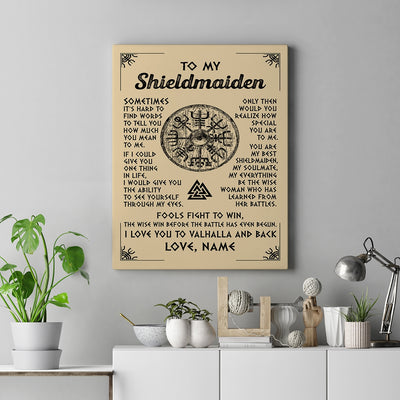 Personalized To My Shieldmaiden Canvas Viking Vintage I Love You To Valhalla Wife Girlfriend Birthday Gifts Anniversary Christmas Custom Wall Art Print Framed Canvas | siriusteestore