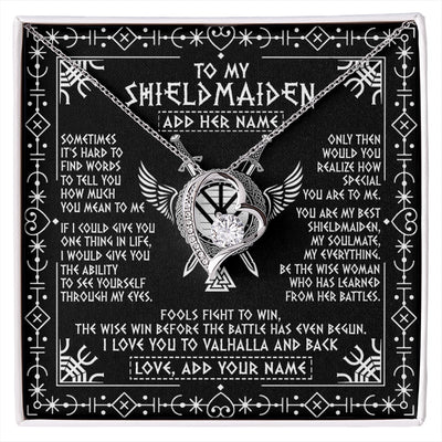 Forever Love Necklace 14K White Gold Finish | 1 | Personalized To My Shieldmaiden Gifts Necklace Viking Valhalla Scandinavian For Girlfriend Wife Custom Birthday Romantic Jewelry Gift Box Message Card | https://siriusteestore.