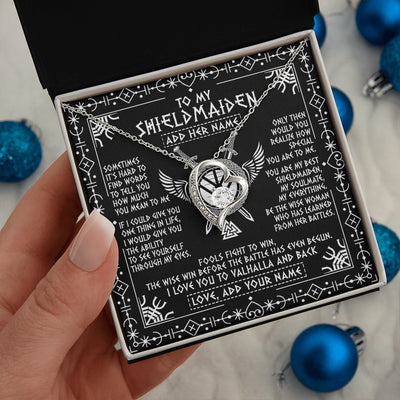 Forever Love Necklace 14K White Gold Finish | 2 | Personalized To My Shieldmaiden Gifts Necklace Viking Valhalla Scandinavian For Girlfriend Wife Custom Birthday Romantic Jewelry Gift Box Message Card | https://siriusteestore.