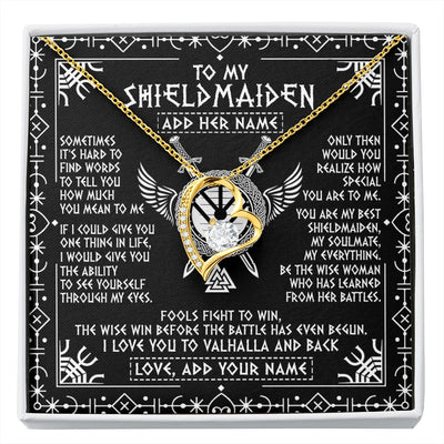 Forever Love Necklace 18K Yellow Gold Finish | 1 | Personalized To My Shieldmaiden Gifts Necklace Viking Valhalla Scandinavian For Girlfriend Wife Custom Birthday Romantic Jewelry Gift Box Message Card | https://siriusteestore.