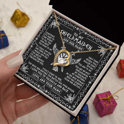 Forever Love Necklace 18K Yellow Gold Finish | 2 | Personalized To My Shieldmaiden Gifts Necklace Viking Valhalla Scandinavian For Girlfriend Wife Custom Birthday Romantic Jewelry Gift Box Message Card | https://siriusteestore.