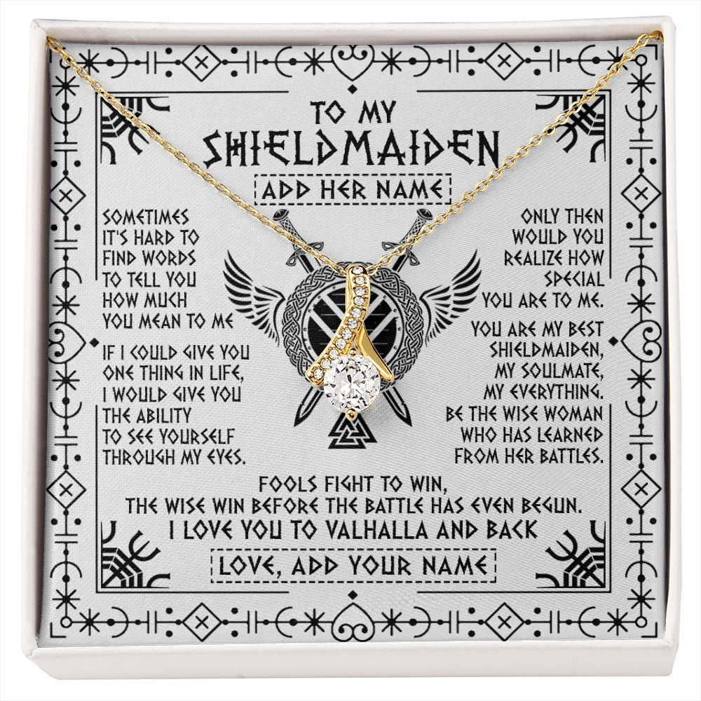 Alluring Beauty Necklace 18K Yellow Gold Finish | 1 | Personalized To My Shieldmaiden Gifts Necklace Viking Valhalla Scandinavian For Wife Girlfriend Custom Anniversary Birthday Jewelry Gift Box Message Card | https://siriusteestore.