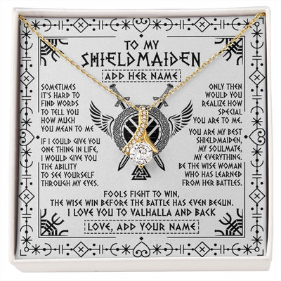 Alluring Beauty Necklace 18K Yellow Gold Finish | 1 | Personalized To My Shieldmaiden Gifts Necklace Viking Valhalla Scandinavian For Wife Girlfriend Custom Anniversary Birthday Jewelry Gift Box Message Card | https://siriusteestore.