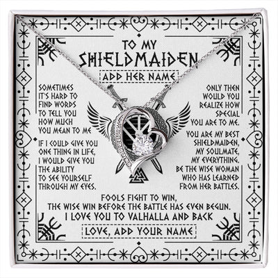 Forever Love Necklace 14K White Gold Finish | 1 | Personalized To My Shieldmaiden Gifts Necklace Viking Valhalla Scandinavian For Wife Girlfriend Custom Anniversary Birthday Jewelry Gift Box Message Card | https://siriusteestore.