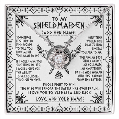 Love Knot Necklace 14K White Gold Finish | 1 | Personalized To My Shieldmaiden Gifts Necklace Viking Valhalla Scandinavian For Wife Girlfriend Custom Anniversary Birthday Jewelry Gift Box Message Card | https://siriusteestore.