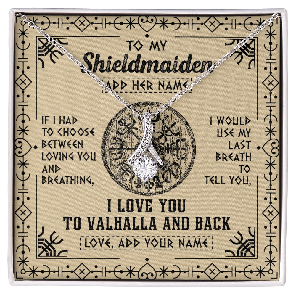 Alluring Beauty Necklace 14K White Gold Finish | 1 | Personalized To My Shieldmaiden Necklace Viking I Love You Valhalla Wife Viking Jewelry For Women Daughter Birthday Gifts Christmas Gift Box Message Card | siriusteestore.myshopify