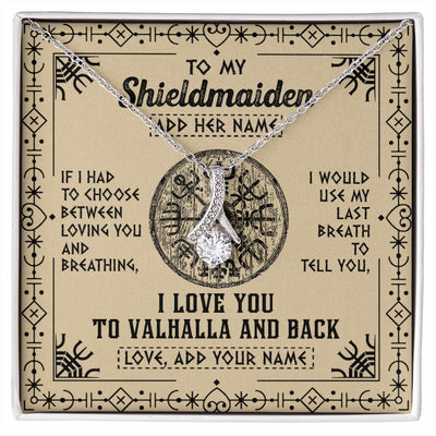 Alluring Beauty Necklace 14K White Gold Finish | 1 | Personalized To My Shieldmaiden Necklace Viking I Love You Valhalla Wife Viking Jewelry For Women Daughter Birthday Gifts Christmas Gift Box Message Card | siriusteestore.myshopify