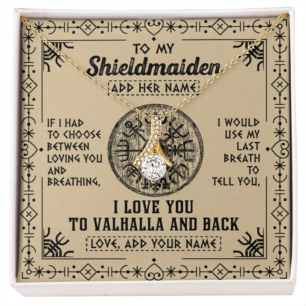 Alluring Beauty Necklace 18K Yellow Gold Finish | 1 | Personalized To My Shieldmaiden Necklace Viking I Love You Valhalla Wife Viking Jewelry For Women Daughter Birthday Gifts Christmas Gift Box Message Card | siriusteestore.myshopify