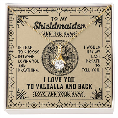 Alluring Beauty Necklace 18K Yellow Gold Finish | 1 | Personalized To My Shieldmaiden Necklace Viking I Love You Valhalla Wife Viking Jewelry For Women Daughter Birthday Gifts Christmas Gift Box Message Card | siriusteestore.myshopify