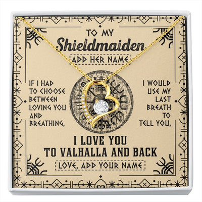 Forever Love Necklace 18K Yellow Gold Finish | 1 | Personalized To My Shieldmaiden Necklace Viking I Love You Valhalla Wife Viking Jewelry For Women Daughter Birthday Gifts Christmas Gift Box Message Card | siriusteestore.myshopify