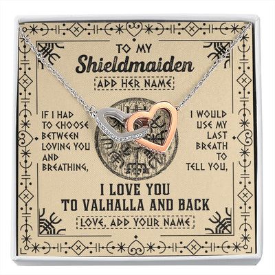 Interlocking Hearts Necklace Stainless Steel & Rose Gold Finish | 1 | Personalized To My Shieldmaiden Necklace Viking I Love You Valhalla Wife Viking Jewelry For Women Daughter Birthday Gifts Christmas Gift Box Message Card | siriusteestore.myshopify