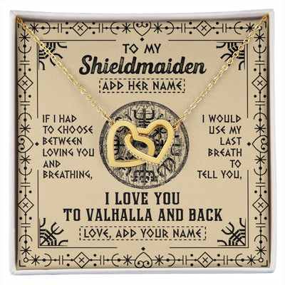 Interlocking Hearts Necklace 18K Yellow Gold Finish | 1 | Personalized To My Shieldmaiden Necklace Viking I Love You Valhalla Wife Viking Jewelry For Women Daughter Birthday Gifts Christmas Gift Box Message Card | siriusteestore.myshopify