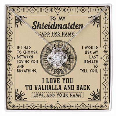 Love Knot Necklace 14K White Gold Finish | 1 | Personalized To My Shieldmaiden Necklace Viking I Love You Valhalla Wife Viking Jewelry For Women Daughter Birthday Gifts Christmas Gift Box Message Card | siriusteestore.myshopify
