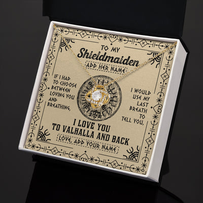 Love Knot Necklace 18K Yellow Gold Finish | 2 | Personalized To My Shieldmaiden Necklace Viking I Love You Valhalla Wife Viking Jewelry For Women Daughter Birthday Gifts Christmas Gift Box Message Card | siriusteestore.myshopify