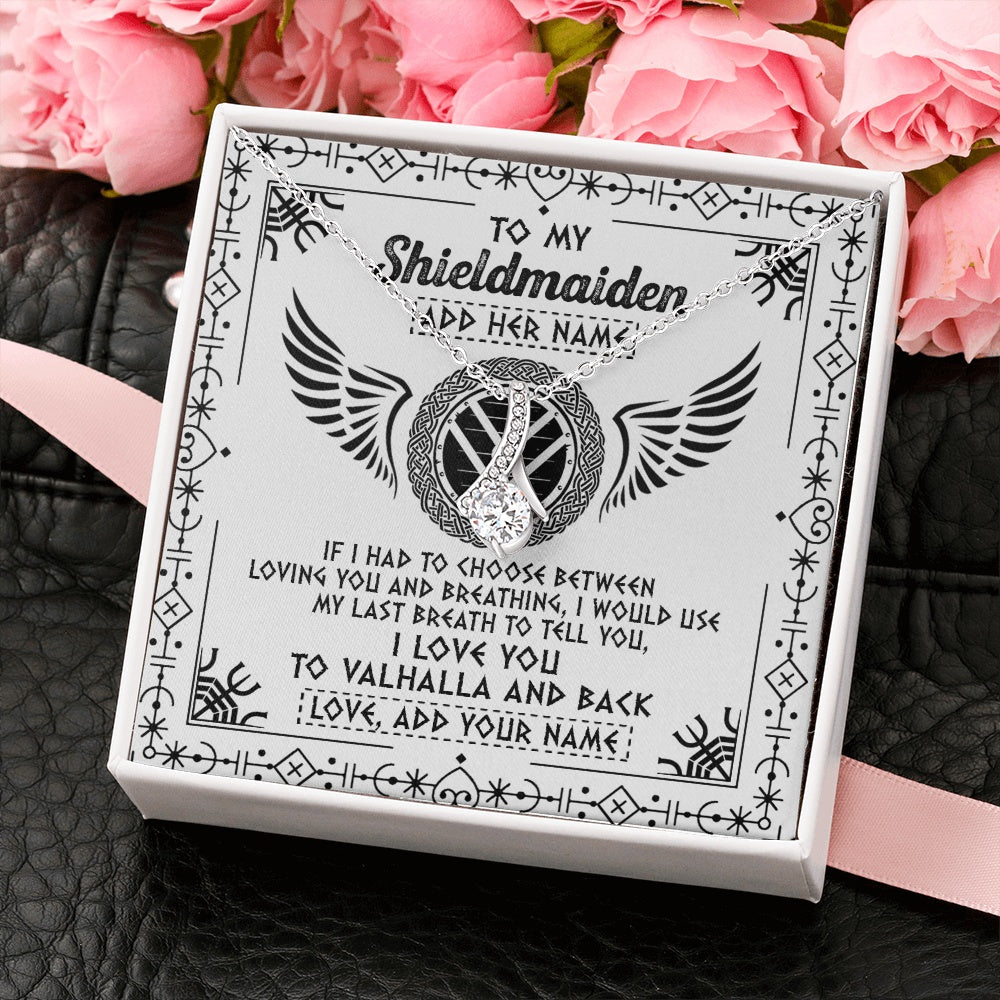 Alluring Beauty Necklace 14K White Gold Finish | 2 | Personalized To My Shieldmaiden Necklace Viking Jewelry For Women I Love You Valhalla Gift For Wife Girlfriend Birthday Christmas Custom Gift Box Message Card | https://siriusteestore.