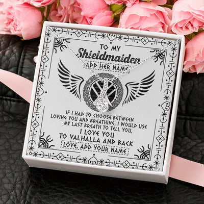 Alluring Beauty Necklace 14K White Gold Finish | 2 | Personalized To My Shieldmaiden Necklace Viking Jewelry For Women I Love You Valhalla Gift For Wife Girlfriend Birthday Christmas Custom Gift Box Message Card | https://siriusteestore.