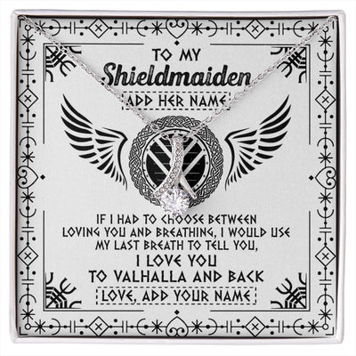 Alluring Beauty Necklace 14K White Gold Finish | 1 | Personalized To My Shieldmaiden Necklace Viking Jewelry For Women I Love You Valhalla Gift For Wife Girlfriend Birthday Christmas Custom Gift Box Message Card | https://siriusteestore.
