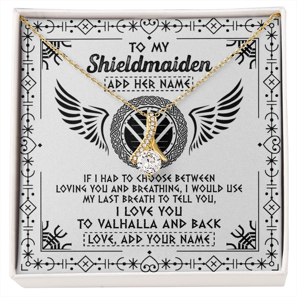 Alluring Beauty Necklace 18K Yellow Gold Finish | 1 | Personalized To My Shieldmaiden Necklace Viking Jewelry For Women I Love You Valhalla Gift For Wife Girlfriend Birthday Christmas Custom Gift Box Message Card | https://siriusteestore.