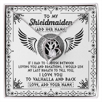 Forever Love Necklace 14K White Gold Finish | 1 | Personalized To My Shieldmaiden Necklace Viking Jewelry For Women I Love You Valhalla Gift For Wife Girlfriend Birthday Christmas Custom Gift Box Message Card | https://siriusteestore.