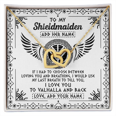 Interlocking Hearts Necklace 18K Yellow Gold Finish | 1 | Personalized To My Shieldmaiden Necklace Viking Jewelry For Women I Love You Valhalla Gift For Wife Girlfriend Birthday Christmas Custom Gift Box Message Card | https://siriusteestore.