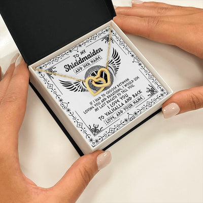 Interlocking Hearts Necklace 18K Yellow Gold Finish | 2 | Personalized To My Shieldmaiden Necklace Viking Jewelry For Women I Love You Valhalla Gift For Wife Girlfriend Birthday Christmas Custom Gift Box Message Card | https://siriusteestore.