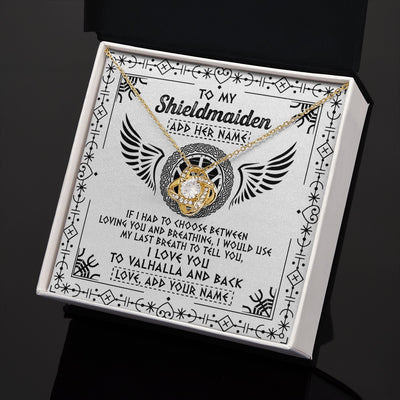 Love Knot Necklace 18K Yellow Gold Finish | 2 | Personalized To My Shieldmaiden Necklace Viking Jewelry For Women I Love You Valhalla Gift For Wife Girlfriend Birthday Christmas Custom Gift Box Message Card | https://siriusteestore.