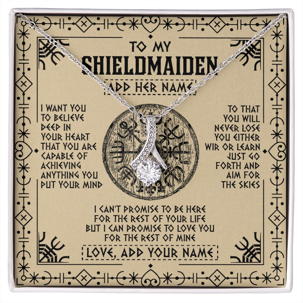 Alluring Beauty Necklace 14K White Gold Finish | 1 | Personalized To My Shieldmaiden Necklace Viking Never Lose Niece Granddaughter Daughter Birthday Gifts Christmas Jewelry Customized Gift Box Message Card | siriusteestore.myshopify