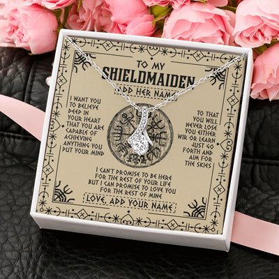 Alluring Beauty Necklace 14K White Gold Finish | 2 | Personalized To My Shieldmaiden Necklace Viking Never Lose Niece Granddaughter Daughter Birthday Gifts Christmas Jewelry Customized Gift Box Message Card | siriusteestore.myshopify