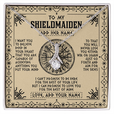 Alluring Beauty Necklace 14K White Gold Finish | 1 | Personalized To My Shieldmaiden Necklace Viking Never Lose Niece Granddaughter Daughter Birthday Gifts Christmas Jewelry Customized Gift Box Message Card | siriusteestore.myshopify