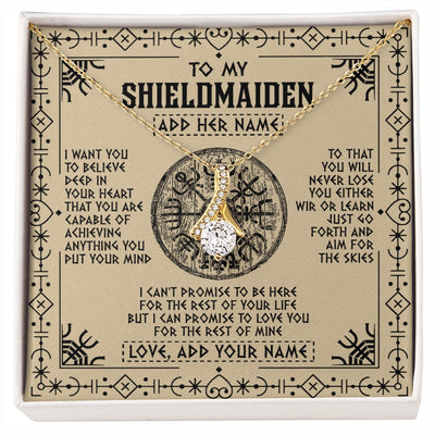 Alluring Beauty Necklace 18K Yellow Gold Finish | 1 | Personalized To My Shieldmaiden Necklace Viking Never Lose Niece Granddaughter Daughter Birthday Gifts Christmas Jewelry Customized Gift Box Message Card | siriusteestore.myshopify