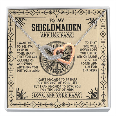 Interlocking Hearts Necklace Stainless Steel & Rose Gold Finish | 1 | Personalized To My Shieldmaiden Necklace Viking Never Lose Niece Granddaughter Daughter Birthday Gifts Christmas Jewelry Customized Gift Box Message Card | siriusteestore.myshopify
