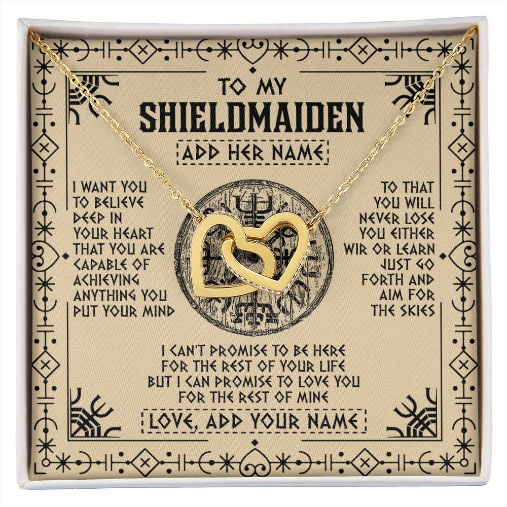 Interlocking Hearts Necklace 18K Yellow Gold Finish | 1 | Personalized To My Shieldmaiden Necklace Viking Never Lose Niece Granddaughter Daughter Birthday Gifts Christmas Jewelry Customized Gift Box Message Card | siriusteestore.myshopify