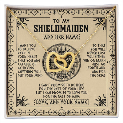 Interlocking Hearts Necklace 18K Yellow Gold Finish | 1 | Personalized To My Shieldmaiden Necklace Viking Never Lose Niece Granddaughter Daughter Birthday Gifts Christmas Jewelry Customized Gift Box Message Card | siriusteestore.myshopify