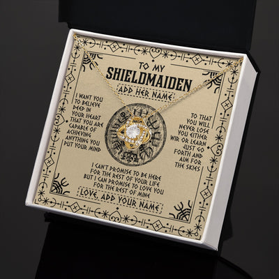 Love Knot Necklace 18K Yellow Gold Finish | 2 | Personalized To My Shieldmaiden Necklace Viking Never Lose Niece Granddaughter Daughter Birthday Gifts Christmas Jewelry Customized Gift Box Message Card | siriusteestore.myshopify