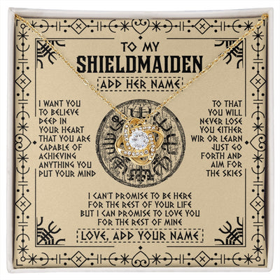 Love Knot Necklace 18K Yellow Gold Finish | 1 | Personalized To My Shieldmaiden Necklace Viking Never Lose Niece Granddaughter Daughter Birthday Gifts Christmas Jewelry Customized Gift Box Message Card | siriusteestore.myshopify