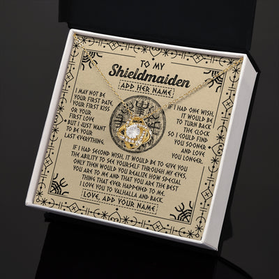 Love Knot Necklace 18K Yellow Gold Finish | 2 | Personalized To My Shieldmaiden Viking Necklace Vintage I Love You To Valhalla Jewelry Girlfriend Wife Birthday Gifts Anniversary Custom Gift Box Message Card | https://siriusteestore.