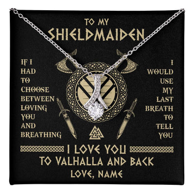 Alluring Beauty Necklace 14K White Gold Finish | 1 | Personalized To My Shieldmaiden Viking Necklace Wife From Husband I Love You To Valhalla Soulmate Girlfriend Birthday Anniversary Customized Gift Box Message Card | siriusteestore
