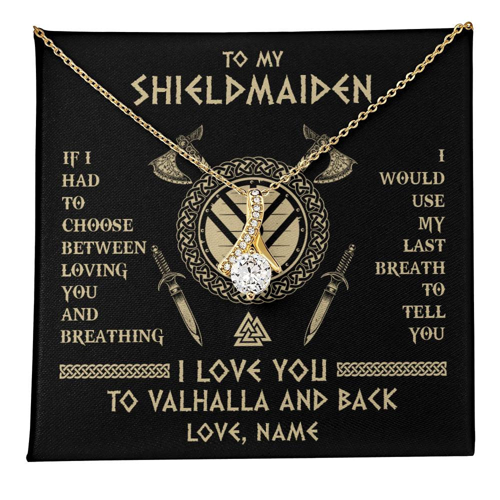Alluring Beauty Necklace 18K Yellow Gold Finish | 1 | Personalized To My Shieldmaiden Viking Necklace Wife From Husband I Love You To Valhalla Soulmate Girlfriend Birthday Anniversary Customized Gift Box Message Card | siriusteestore