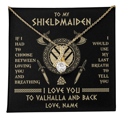 Alluring Beauty Necklace 18K Yellow Gold Finish | 1 | Personalized To My Shieldmaiden Viking Necklace Wife From Husband I Love You To Valhalla Soulmate Girlfriend Birthday Anniversary Customized Gift Box Message Card | siriusteestore