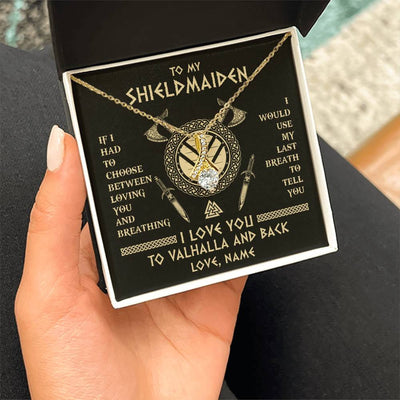Alluring Beauty Necklace 18K Yellow Gold Finish | 2 | Personalized To My Shieldmaiden Viking Necklace Wife From Husband I Love You To Valhalla Soulmate Girlfriend Birthday Anniversary Customized Gift Box Message Card | siriusteestore