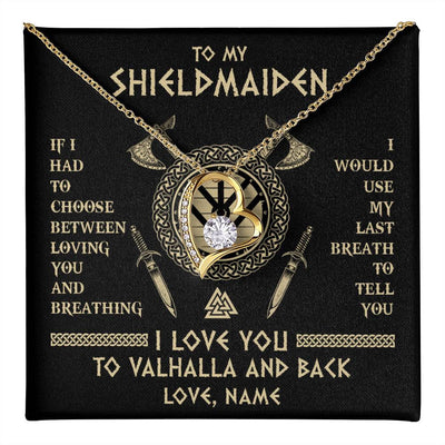 Forever Love Necklace 18K Yellow Gold Finish | 1 | Personalized To My Shieldmaiden Viking Necklace Wife From Husband I Love You To Valhalla Soulmate Girlfriend Birthday Anniversary Customized Gift Box Message Card | siriusteestore