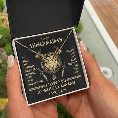 Love Knot Necklace 18K Yellow Gold Finish | 2 | Personalized To My Shieldmaiden Viking Necklace Wife From Husband I Love You To Valhalla Soulmate Girlfriend Birthday Anniversary Customized Gift Box Message Card | siriusteestore