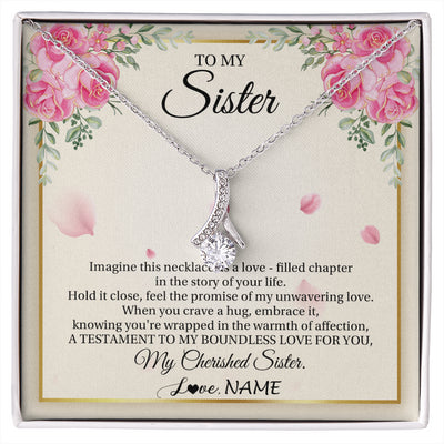 Alluring Beauty Necklace 14K White Gold Finish | 1 | Personalized To My Sister From Brother Imagine This Necklace As A Love Sister Birthday Gifts Jewelry Graduation Christmas Customized Gift Box Message Card | siriusteestore
