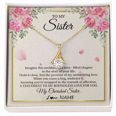 Alluring Beauty Necklace 18K Yellow Gold Finish | 1 | Personalized To My Sister From Brother Imagine This Necklace As A Love Sister Birthday Gifts Jewelry Graduation Christmas Customized Gift Box Message Card | siriusteestore