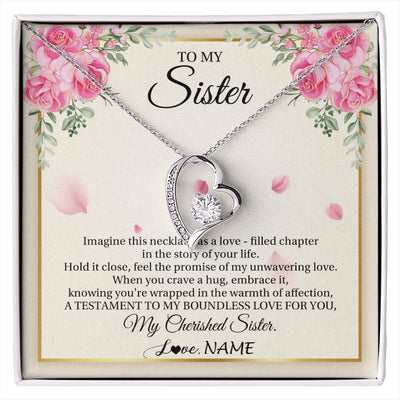 Forever Love Necklace 14K White Gold Finish | 1 | Personalized To My Sister From Brother Imagine This Necklace As A Love Sister Birthday Gifts Jewelry Graduation Christmas Customized Gift Box Message Card | siriusteestore