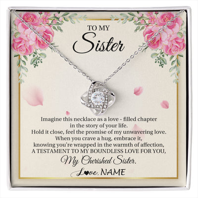 Love Knot Necklace 14K White Gold Finish | 1 | Personalized To My Sister From Brother Imagine This Necklace As A Love Sister Birthday Gifts Jewelry Graduation Christmas Customized Gift Box Message Card | siriusteestore