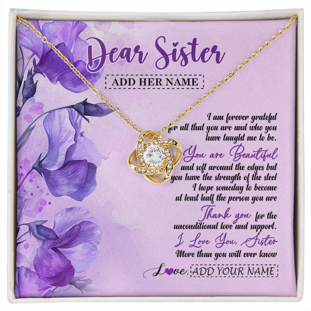 Love Knot Necklace 18K Yellow Gold Finish | 1 | Personalized To My Sister Gifts Necklace Flower You Are Beautiful Gifts For Sister Birthday Gifts Sister Graduation Christmas Gift Box Message Card | siriusteestore.myshopify