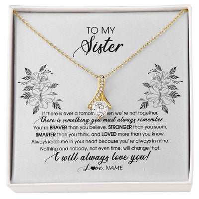 Alluring Beauty Necklace 18K Yellow Gold Finish | Personalized To My Sister Necklace From Brother Sister Not Even Time Floral Sister Birthday Graduation Christmas Customized Message Card | siriusteestore